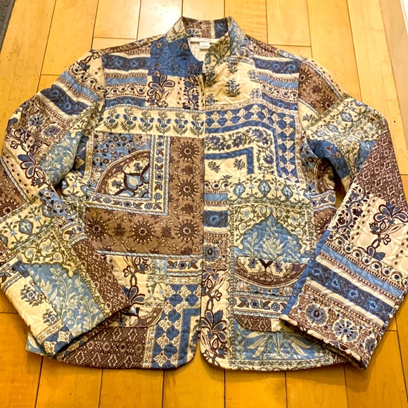 Vintage Jackets & Blazers - Vintage Dressbarn Patchwork‎ Print Quilted Jacket